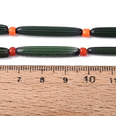 Handmade Millefiori Glass Lampwork Strip Beads Strands LA-N047-01G-1