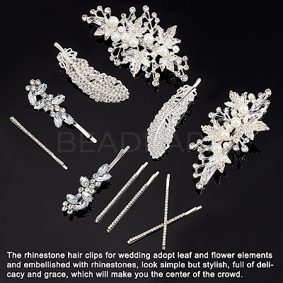 14Pcs 4 Style Wedding Bridal Alloy Rhinestone Hair Bobby Pins DIY-GA0003-90-1