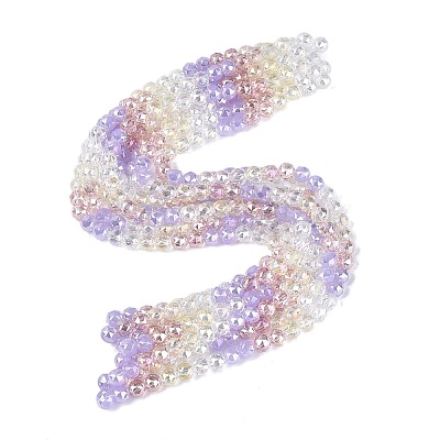 Electroplate Imitation Jade & Opaque & Transparent Glass Beads Strands EGLA-Q135-8MM-A03-1
