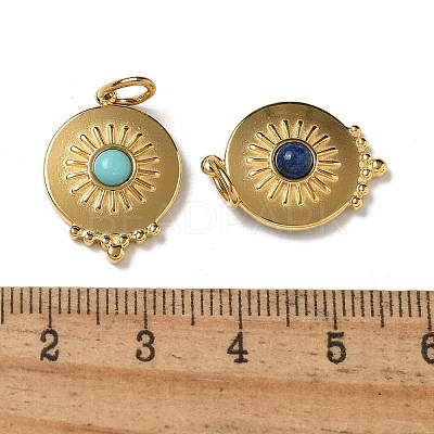 Ion Plating(IP) 304 Stainless Steel with Natural & Synthetic Gemstone Pendants STAS-G351-26G-1