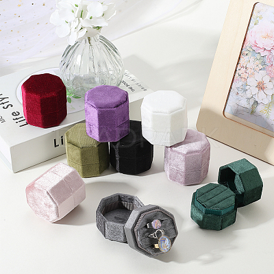 Velvet Cover Plastic Couple Ring Box VBOX-WH20003-001B-1