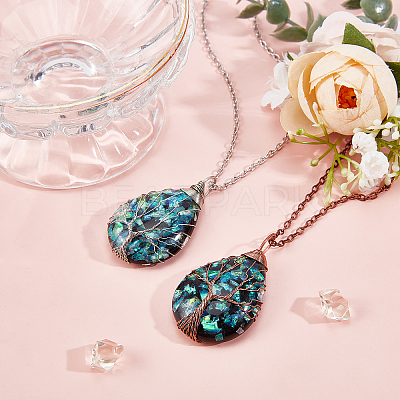 4Pcs 2 Colors Teardrop Pendant Necklaces Set NJEW-BC0001-04-1