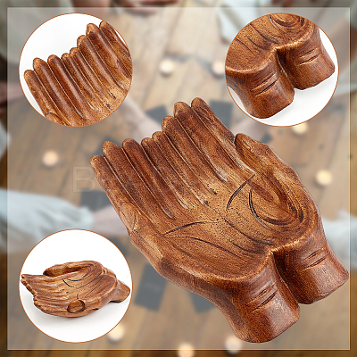Wooden Buddha Hand Display Decorations AJEW-WH0304-38-1