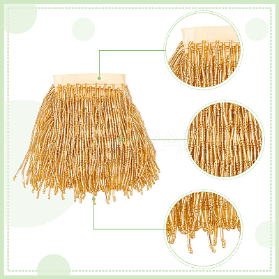 1 Yard Polyester Lace Trims with Glass Beaded Tassel DIY-WR0003-84A-1