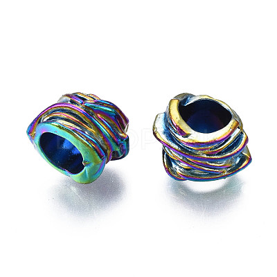 Rack Plating Rainbow Color Alloy European Beads PALLOY-S180-328-1