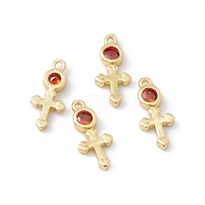 Brass Micro Pave Cubic Zirconia Pendants X-ZIRC-H124-05G-1