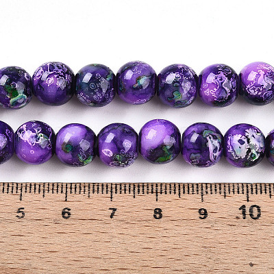 Baking Paint Glass Beads Strands DGLA-N003-10mm-A07-1