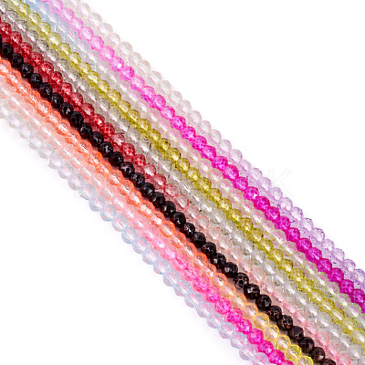 10 Strands 10 Colors Transparent Gradient Color Glass Beads Strands GLAA-TA0001-56-1