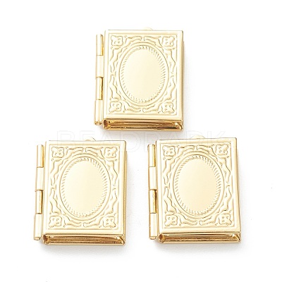 Brass Locket Pendants KK-P199-11G-1