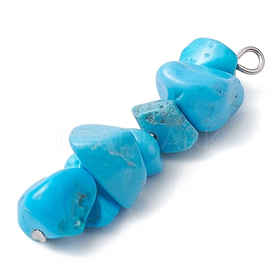 Gradient Color Natural Aquamarine & Natural Lapis Lazuli & Synthetic Turquoise Chip Beaded Pendants PALLOY-JF02791-02-1