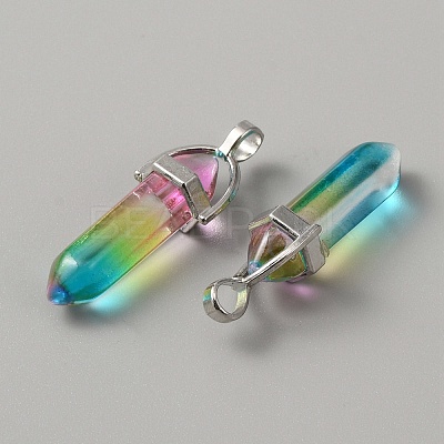 Glass Double Terminal Pointed Pendants G-WH0016-40G-1