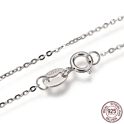Anti-Tarnish Rhodium Plated 925 Sterling Silver Cable Chain Necklaces NJEW-N0048-46-16-1