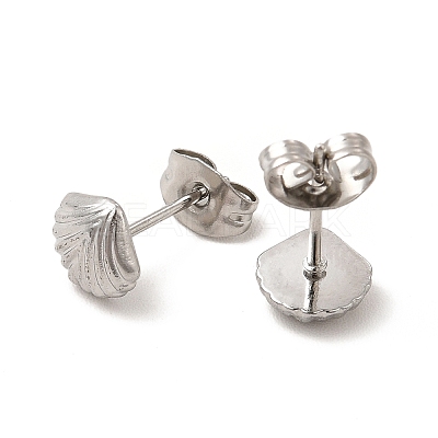 304 Stainless Steel Shell Shape Stud Earrings for Women LS-EJEW-I281-33P-1