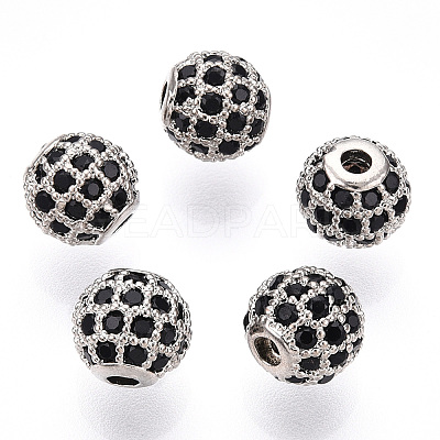 Rack Plating Brass Cubic Zirconia Beads ZIRC-S001-6mm-B03-1