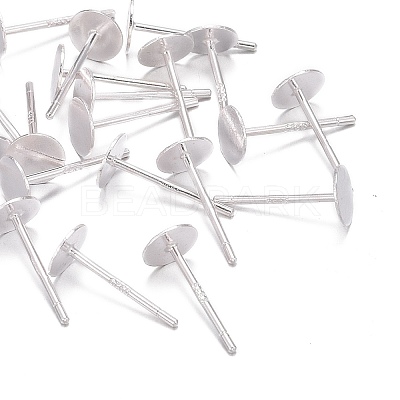 925 Sterling Silver Flat Pad  Stud Earring Findings STER-K167-045D-S-1