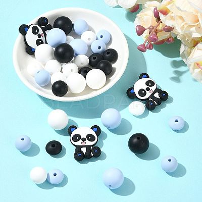 40Pcs 10 Styles Silicone Beads SIL-FS0001-27A-1
