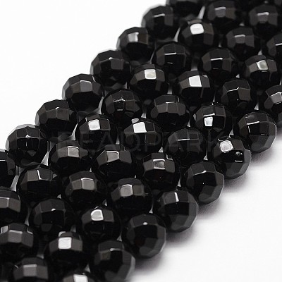 Natural Dyed & Heated Black Onyx Beads Strands X-G-D840-23-10mm-1
