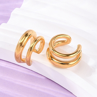 Two-layer  C-Shaped 304 Stainless Steel Two Tone Cuff Earrings EJEW-A131-04E-G-1