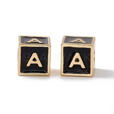 Rack Plating Brass Enamel Beads KK-B060-04G-01A-1