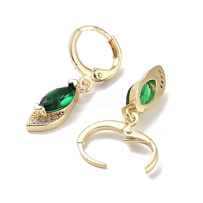 Real 18K Gold Plated Brass Dangle Leverback Earrings EJEW-L269-037G-02-1