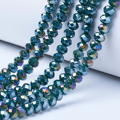 Electroplate Glass Beads Strands EGLA-A044-P6mm-B12-1