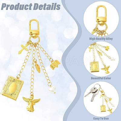 Brass Locket Pendant Decorations HJEW-YW00531-1