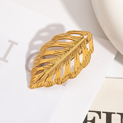 Stainless Steel Hollow Leaf Alligator Hair Clips for Women IK7131-4-1