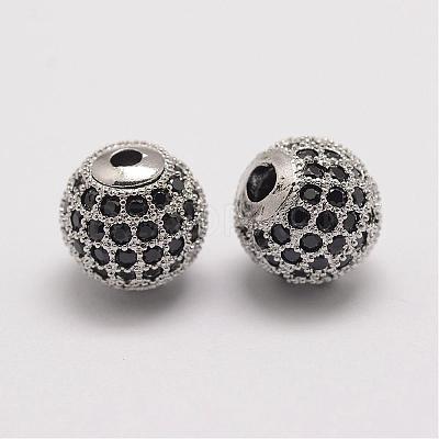 Brass Micro Pave Cubic Zirconia Beads ZIRC-E110-06P-1