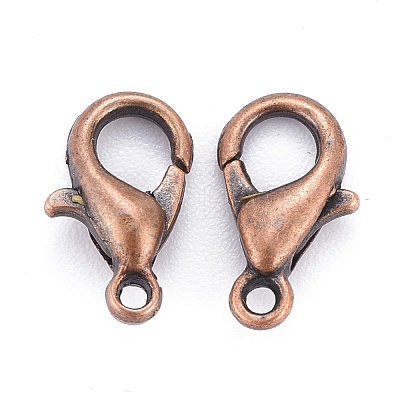Red Copper Tone Zinc Alloy Lobster Claw Clasps X-E103-NFR-1
