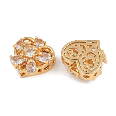 Brass Micro Pave Cubic Zirconia Beads KK-F910-08G-02-1