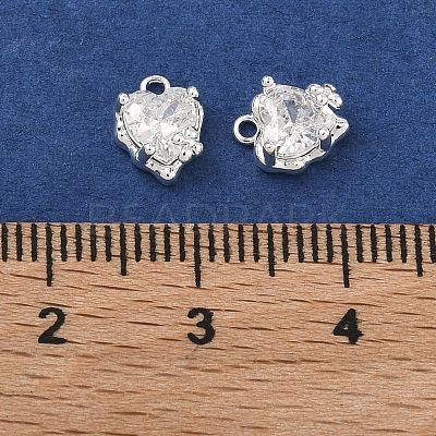 Valentine's Day Brass Micro Pave Clear Cubic Zirconia Charms KK-B172-13S-1
