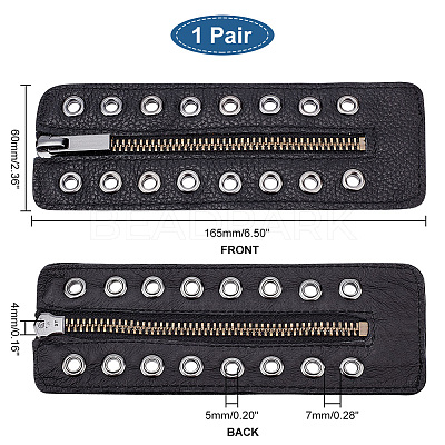PU Leather Lace-in Boot Zipper Inserts DIY-WH0387-37B-02-1
