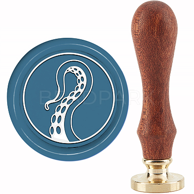 Brass Wax Seal Stamp with Handle AJEW-WH0184-0897-1