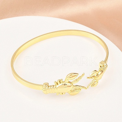 Marine Organism Brass Cuff Bangles for Women BJEW-D368-03G-G-1