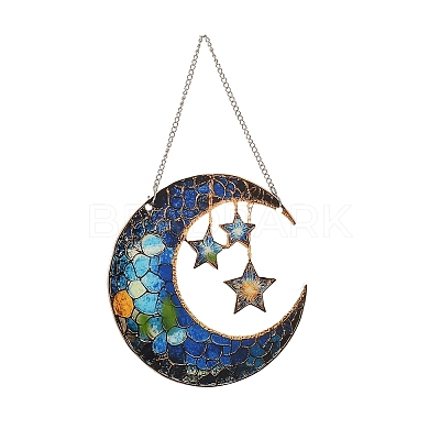 Stained Acrylic & Iron Suncatchers HJEW-F022-01E-1