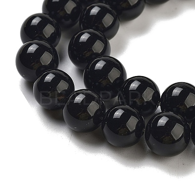 Natural Black Onyx Round Bead Strands G-R198-10mm-1