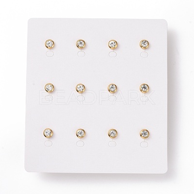 Rhinestone Column Stud Earrings EJEW-H357-04G-A-1