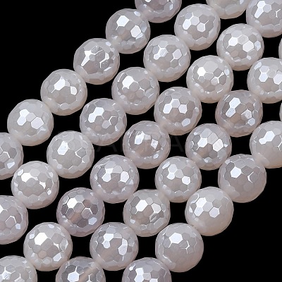 Electroplated Natural Agate Beads Strands G-B191-A07-10mm-20-1