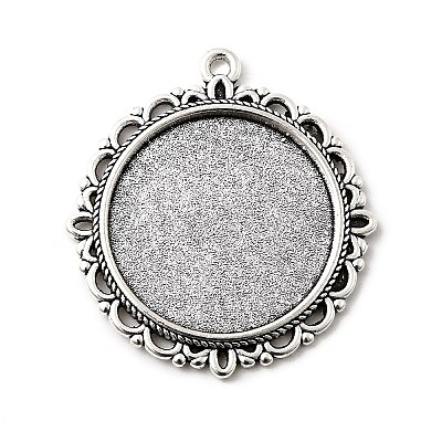 Tibetan Style Alloy Pendant Cabochon Settings TIBE-T003-06AS-RS-1