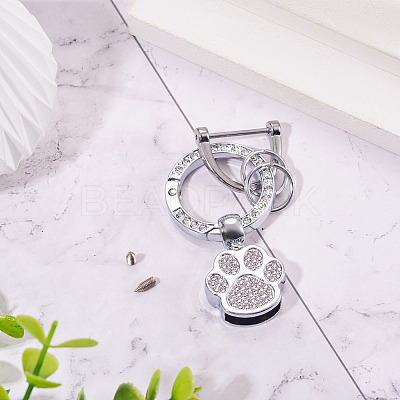 1Pc DIY Alloy Rhinestone Spring Gate Rings Keychains FIND-TA0008-54A-P-1