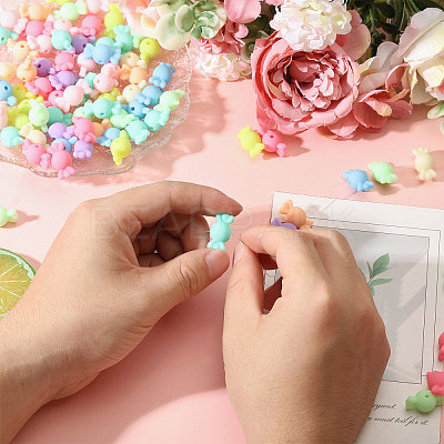 200Pcs Rubberized Style Acrylic Beads SACR-FH0001-15-1