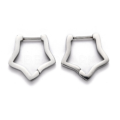 Tarnish Resistant 304 Stainless Steel Star Huggie Hoop Earrings STAS-J033-06P-1