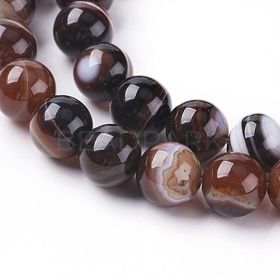 Natural Striped Agate/Banded Agate Beads Strands G-G582-6mm-45-1