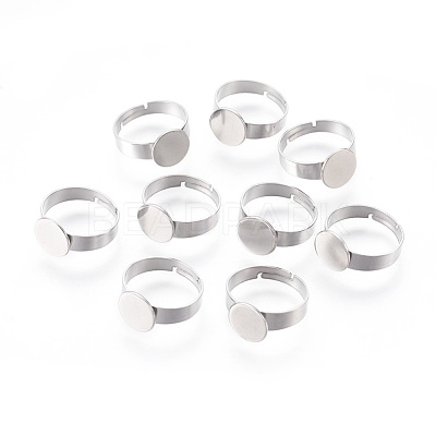 Tarnish Resistant Adjustable 304 Stainless Steel Finger Rings Components X-STAS-F149-21P-A-1