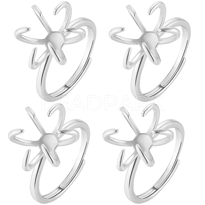 4Pcs Brass Adjustable Ring Findings KK-BBC0014-80S-1
