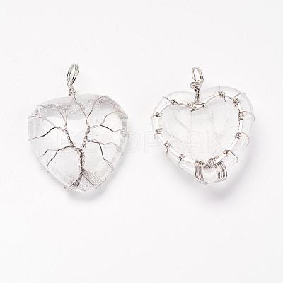 Natural Quartz Crystal Pendants G-G713-F09-1