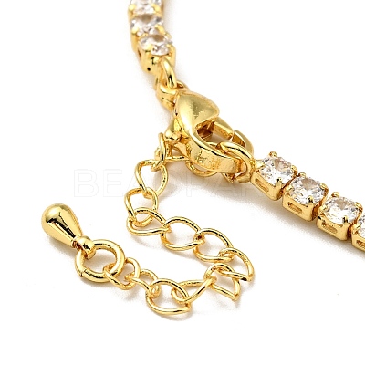 Star with Evil Eye Enamel Link Bracelet with Clear Cubic Zirconia Tennis Chains BJEW-G650-01G-1
