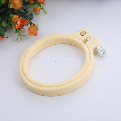 Adjustable ABS Plastic Flat Round Embroidery Hoops TOOL-PW0003-017C-1