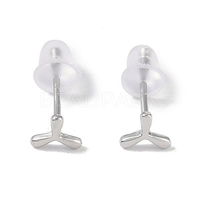Anti-Tarnish Rhodium Plated Windmill 999 Fine Silver Stud Earrings for Women EJEW-S215-10P-1