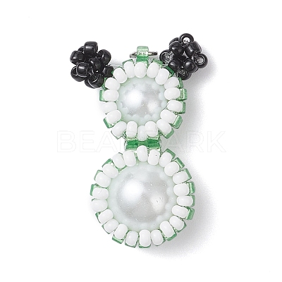 Glass Seed Beaded Snowman Pendants PALLOY-MZ00888-04-1